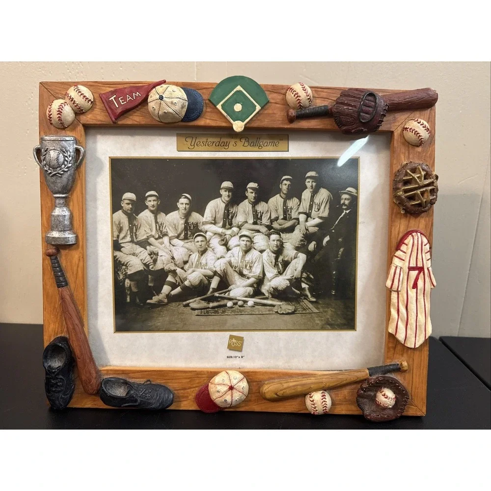 Russ Berrie Brown Wooden Baseball Themed 3D 8